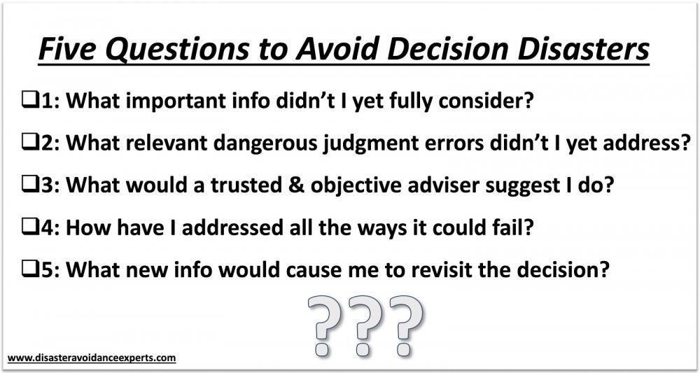 5 Questions to Avoid Decision Disasters